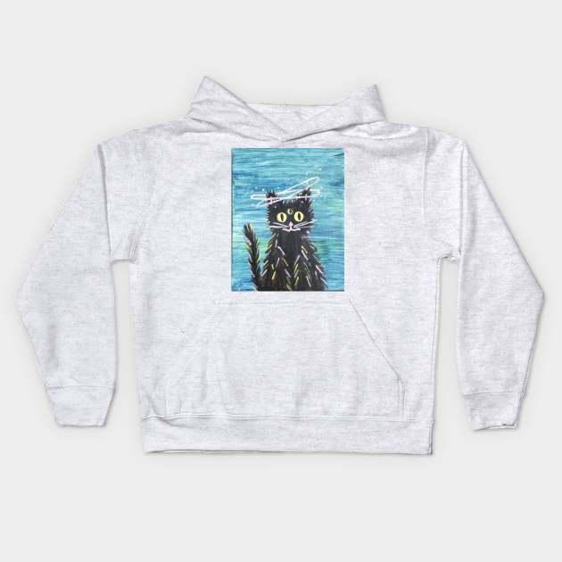 Alien Cat Kids Hoodie by Crafton Megan Art